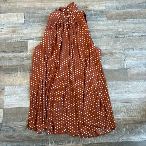 Smythe Polka Dot Drape Blouse Amber Orange Size M - Picture 4 of 4
